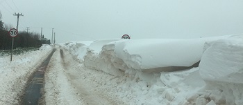 Snow drifts in South Wales